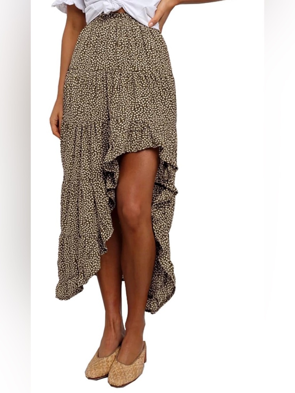 Women’s Boho Hi Lo Asymmetrical Maxi Skirt Print Size Large